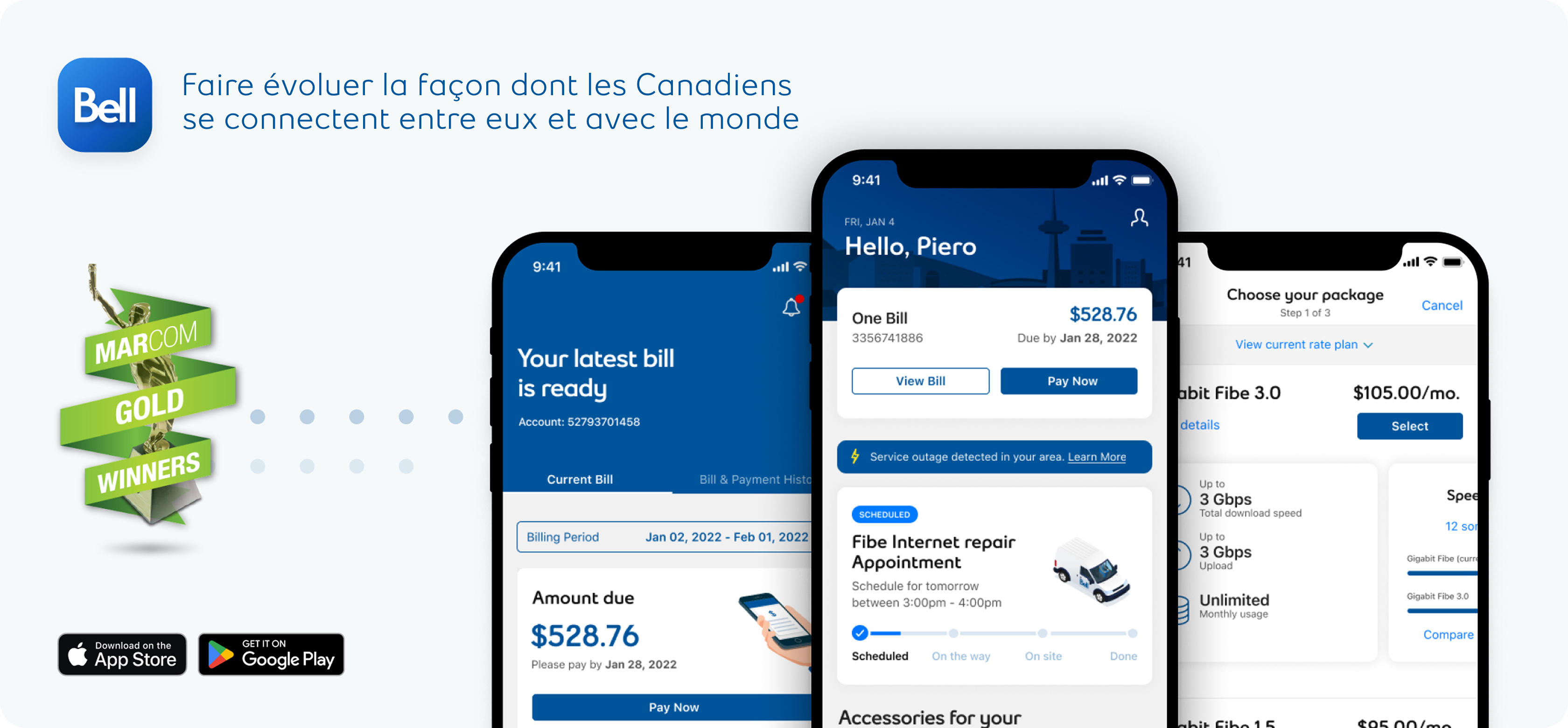 Application mobile My Bell - Plateforme de télécommunications alimentée par l'IA