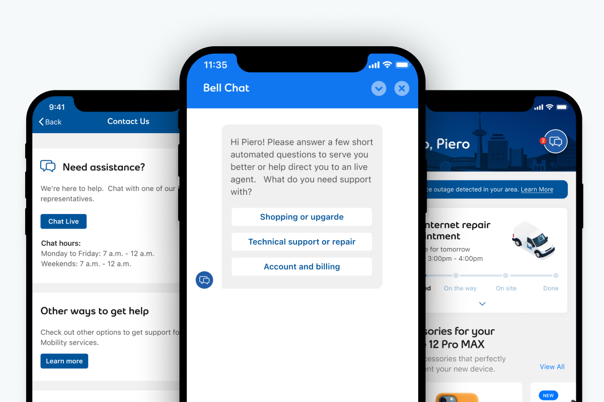 My Bell AI chatbot and virtual assistant interface