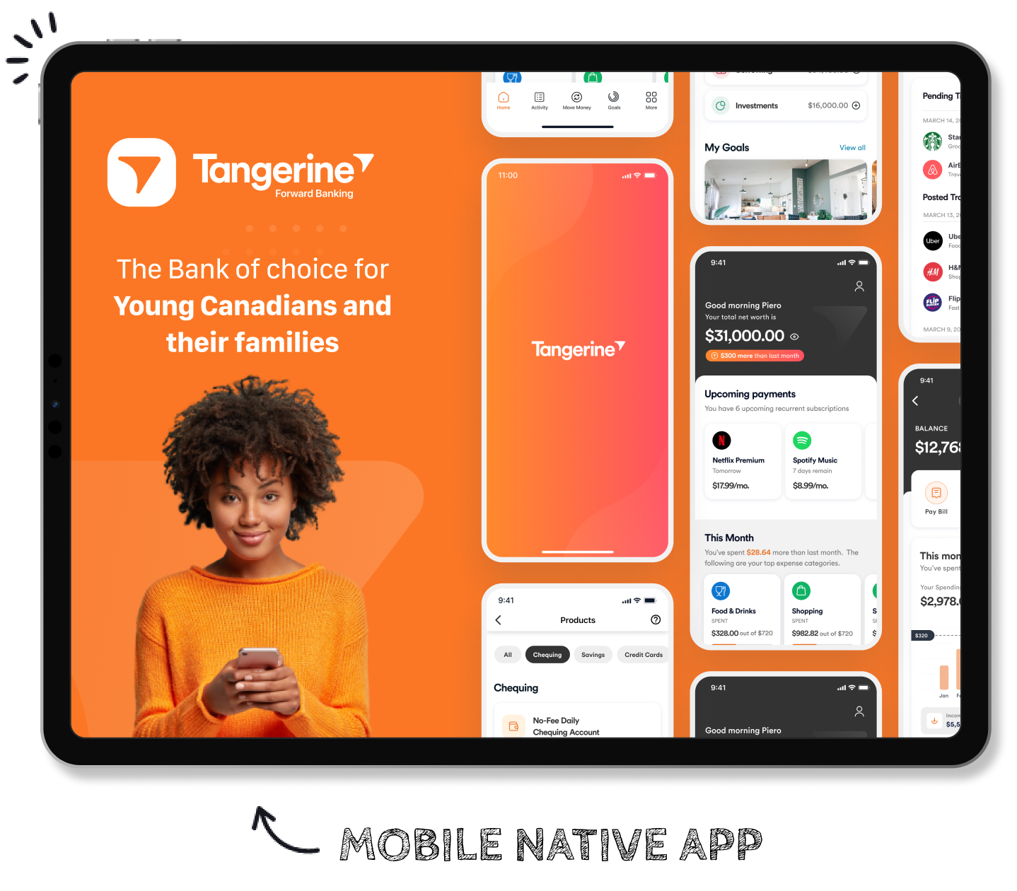 Tangerine Bank mobile app preview